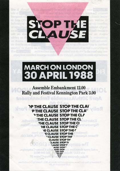 Leaflet printed in black on white with a pink triangle at the top.